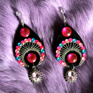 Aurora Luxe oorbellen zwart & roze