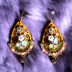 Aurora Luxe oorbellen oranje & roze steentjes
